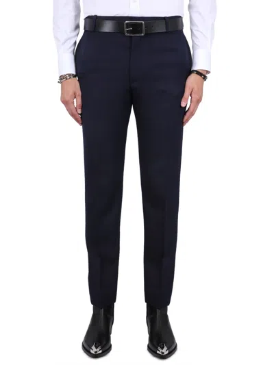 Alexander Mcqueen Men Tailored Cigarette Pants In Blue