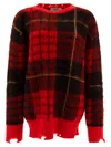 Alexander Mcqueen Check Pattern Distressed Jumper In Red