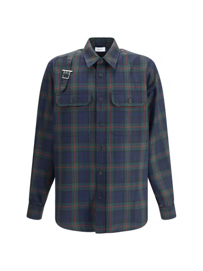 Alexander Mcqueen Men Tartan Shirt In Blue