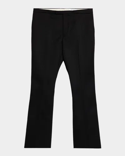 Alexander Mcqueen Men's Textured Wool Trousers In Black