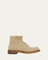 Alexander Mcqueen Men's The Maker Suede Zip-up Boots In Neutral