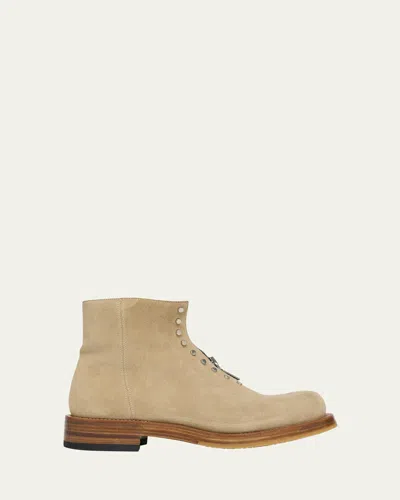 Alexander Mcqueen Men's The Maker Suede Zip-up Boots