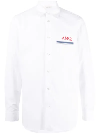 Alexander Mcqueen Men's Timeless Mcqueen Embroidered Shirt In White
