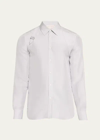 Alexander Mcqueen Men's Tonal Harness Sport Shirt In White