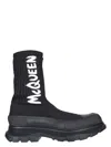 Alexander Mcqueen Sock-style Logo-print Boots In Black