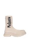 Alexander Mcqueen Alexander Mc Queen Graffiti Tread Slick Boots In Cream