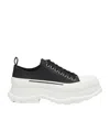 Alexander Mcqueen Black Nappa Leather Tread Slick Sneakers In White