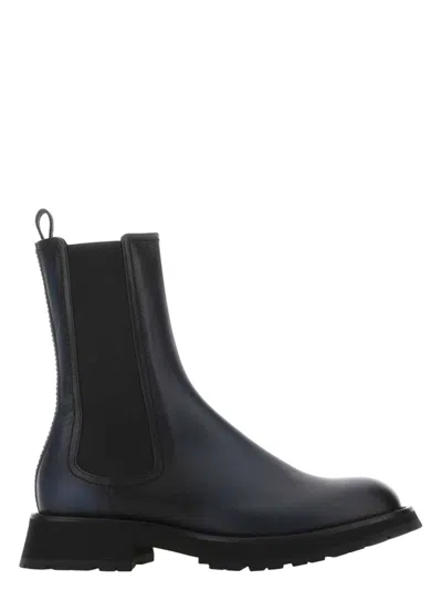 Alexander Mcqueen Men's Two-tone Leather Ankle Boots | Size It 40 | 711120whu35 Color 1160 In Multi