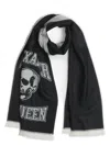 Alexander Mcqueen Varsity Logo Skul Scarf In Black