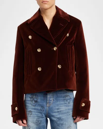 Alexander Mcqueen Double-breasted Jacket In Brown