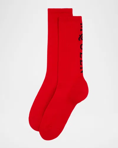 Alexander Mcqueen Men's Vertical Logo Cotton Stretch Sport Socks