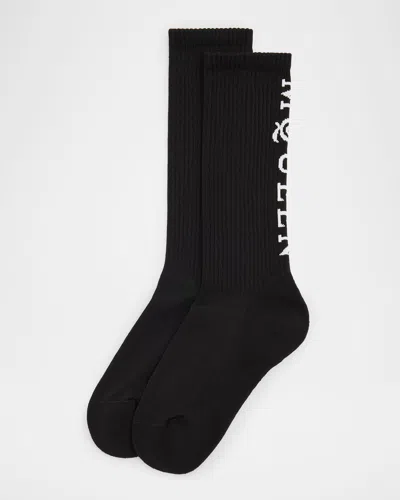 Alexander Mcqueen Men's Vertical Logo Cotton Stretch Sport Socks In Multi