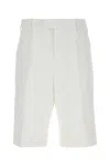 Alexander Mcqueen Men White Cotton Bermuda Shorts In White