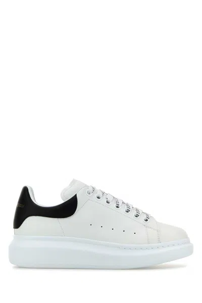 Alexander Mcqueen Men White Leather Sneakers With Black Leather Heel