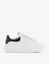 Alexander Mcqueen Leopard Sole Suede Heel Tab Leather Sneakers In White