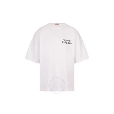 Alexander Mcqueen Men's White/black Exploded Logo T-shirt