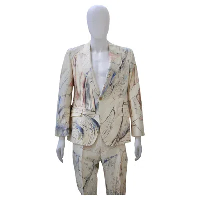 Pre-owned Alexander Mcqueen Men's William Blake Dante Print Suit – Rare, Collector Piece In Gray