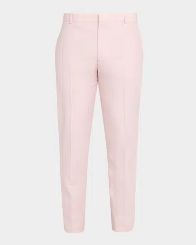 Alexander Mcqueen Men's Wool And Mohair Slim Flat-front Trousers In Pink