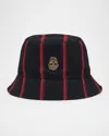 Alexander Mcqueen Men's Wool College Stripe Skull Bucket Hat In Black/red