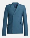 Alexander Mcqueen Men's Wool Double-breasted Peak Lapel Sport Coat In Blue