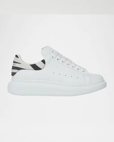 ALEXANDER MCQUEEN MEN'S ZEBRA-BACKSTAY LEATHER LOW-TOP SNEAKERS