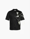 Alexander Mcqueen Floral-print Organic Cotton Shirt In Deep Black