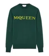 Alexander Mcqueen Merino Wool Logo Sweater In Green