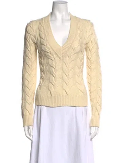 Pre-owned Alexander Mcqueen Merino Wool V-neck Sweater In Neutrals