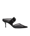 Alexander Mcqueen Mesh And Leather Mules In Black