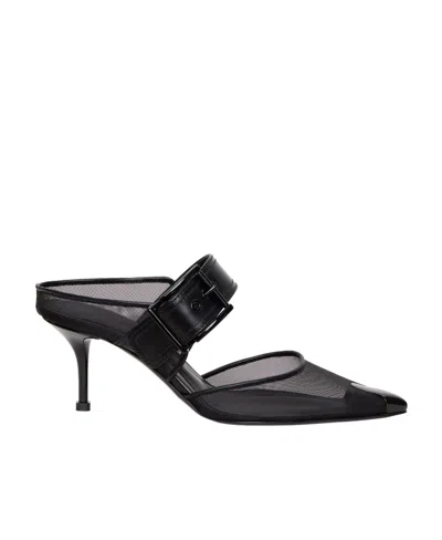 ALEXANDER MCQUEEN ALEXANDER MCQUEEN PUNK BUCKLE POINTED-TOE MULES