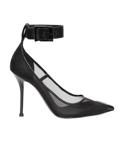 Alexander Mcqueen Mesh-panelling Pointed-toe Pumps In Black