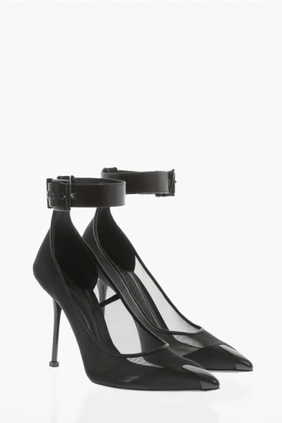 Alexander Mcqueen Mesh Pumps With Ankle Strap 10cm