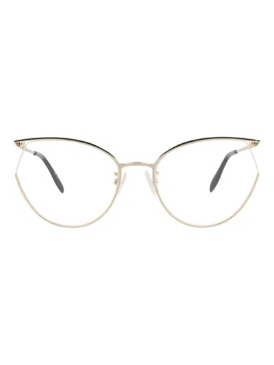 Alexander Mcqueen Metal Cat Eye Women's Optical Frames In Neutral