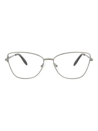 Alexander Mcqueen Metal Cat Eye Womens Optical Frames In Silver