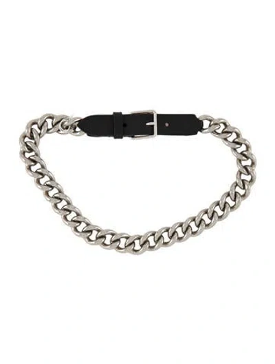 Pre-owned Alexander Mcqueen Metal Chain-link Accents Waist Belt In Black