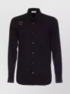 Alexander Mcqueen Metal Detail Long Sleeves Point Collar In Black