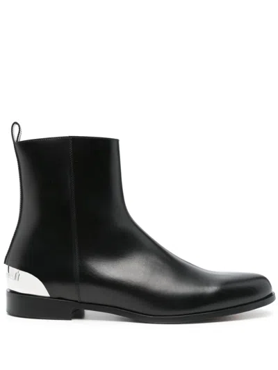 Pre-owned Alexander Mcqueen Metal-heel Leather Boots In Black