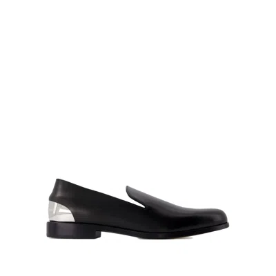 ALEXANDER MCQUEEN ALEXANDER MCQUEEN METAL HEEL LOAFERS - LEATHER - BLACK/SILVER