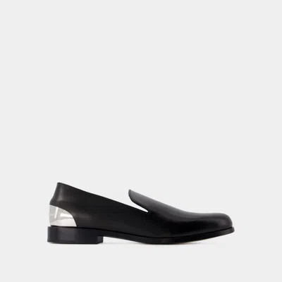 Alexander Mcqueen Metal Heel Loafers In Black
