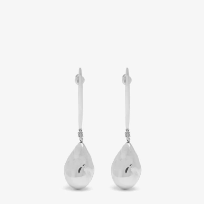 Alexander Mcqueen Metal Pearl Stick Earrings In Silver