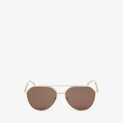 Alexander Mcqueen Metal Plaque Pilot Sunglasses In Gold