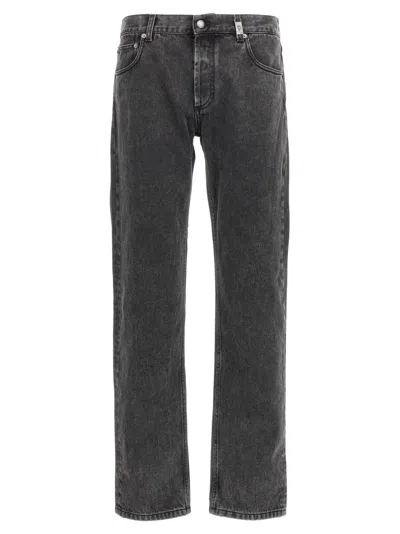 Alexander Mcqueen Metal Plate Jeans In Black