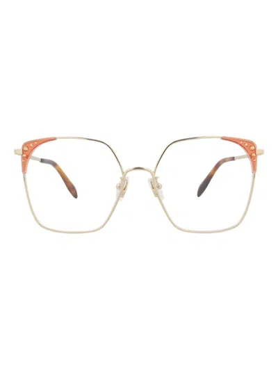 Alexander Mcqueen Metal Square/rectangle Eyeglasses For Women In Gold