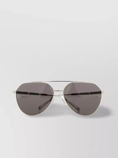 Alexander Mcqueen Metal Sunglasses With Adjustable Nose Pads In Metallic