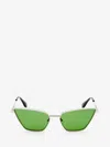 Alexander Mcqueen Metal T-bar Cat-eye Sunglasses In Silver/green