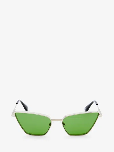 Alexander Mcqueen Metal T-bar Cat-eye Sunglasses In Neutral