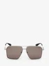 Alexander Mcqueen Metal T-bar Navigator Sunglasses In Metallic