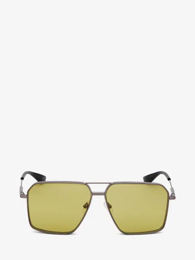Alexander Mcqueen Metal T-bar Navigator Sunglasses In Green
