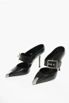ALEXANDER MCQUEEN METAL TOE BOXCAR LEATHER MULES WITH BUCKLE 11CM