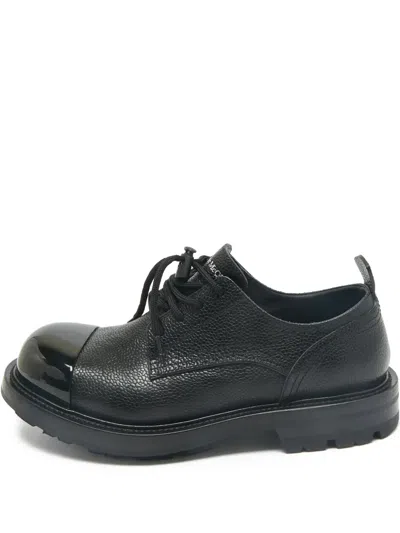 Pre-owned Alexander Mcqueen Metal Toe-cap Derby Shoes In Black